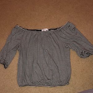 striped off the shoulder shirt